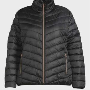 🖤 Cherokee Black Puffer Jacket w/ Rose Gold Zipper Accents